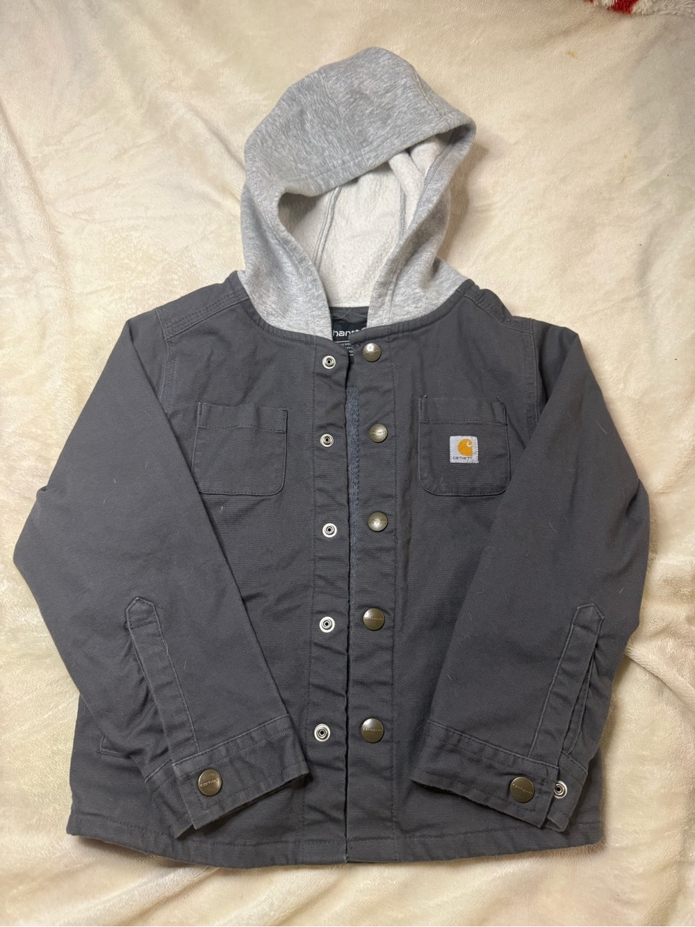 Carhartt Kids' Charcoal Jacket with Light Gray Hood